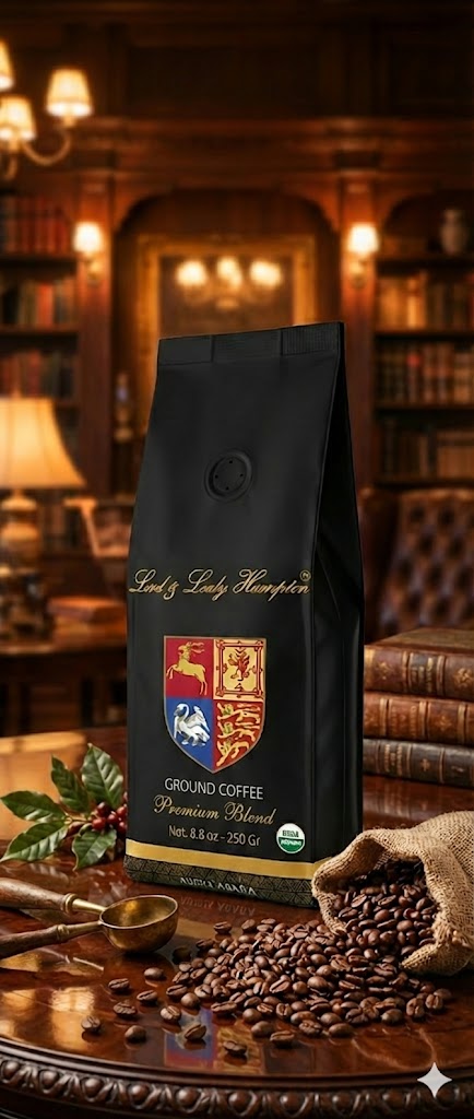 LORD & LADY HAMPTON Organic  Ground Coffee Premium Blend, Net. 8.8 oz