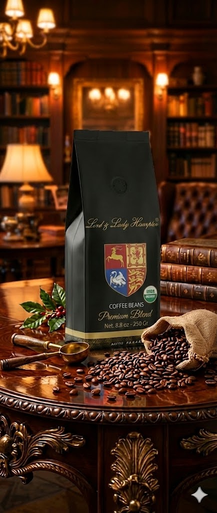 LORD & LADY HAMPTON Organic  Ground Coffee Premium Blend, Net. 8.8 oz